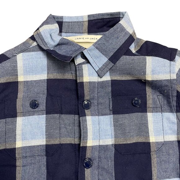 Janie & Jack Boys Blue Plaid Sherpa Lined Flannel Shirt Jacket Size 3 to 4 - New - Picture 3 of 9